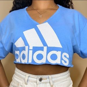 Adidas Custom Crop Top - Sky Blue